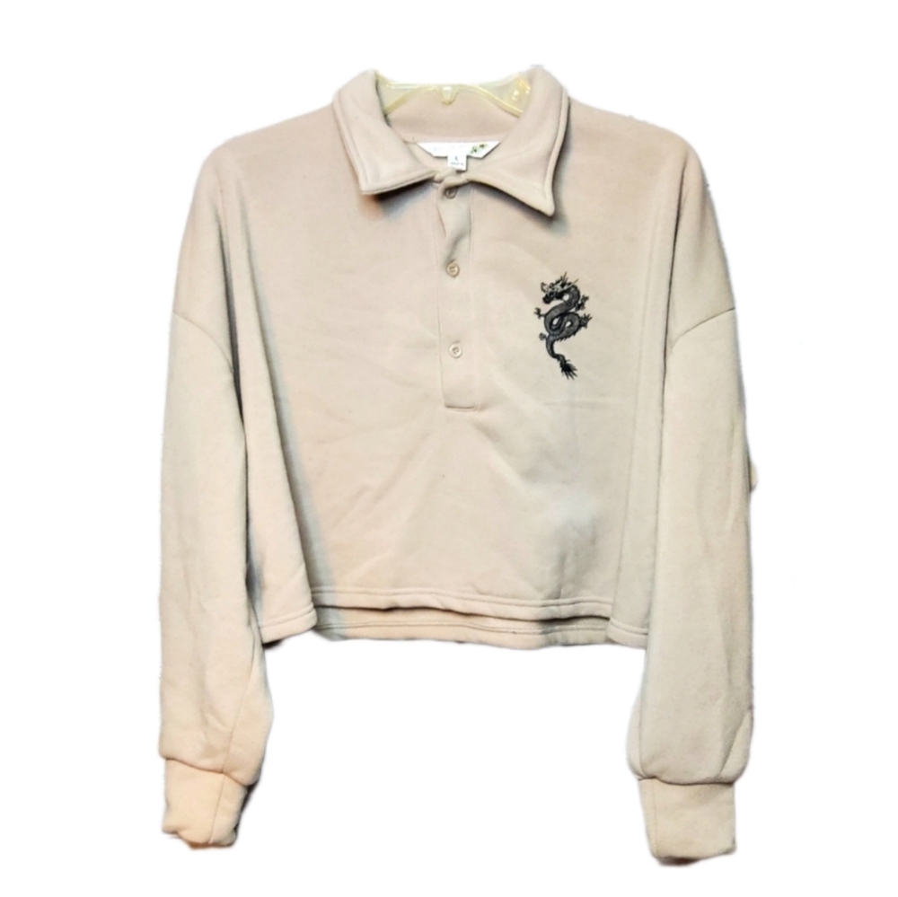 Tan Crop Top Dragon Sweatshirt